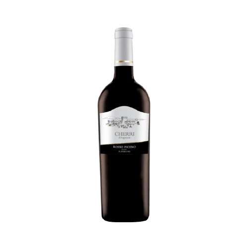 Vino rosso marchigiano Rosso Piceno Superiore DOC della Cantina Cherri, bottiglia da 0,75L