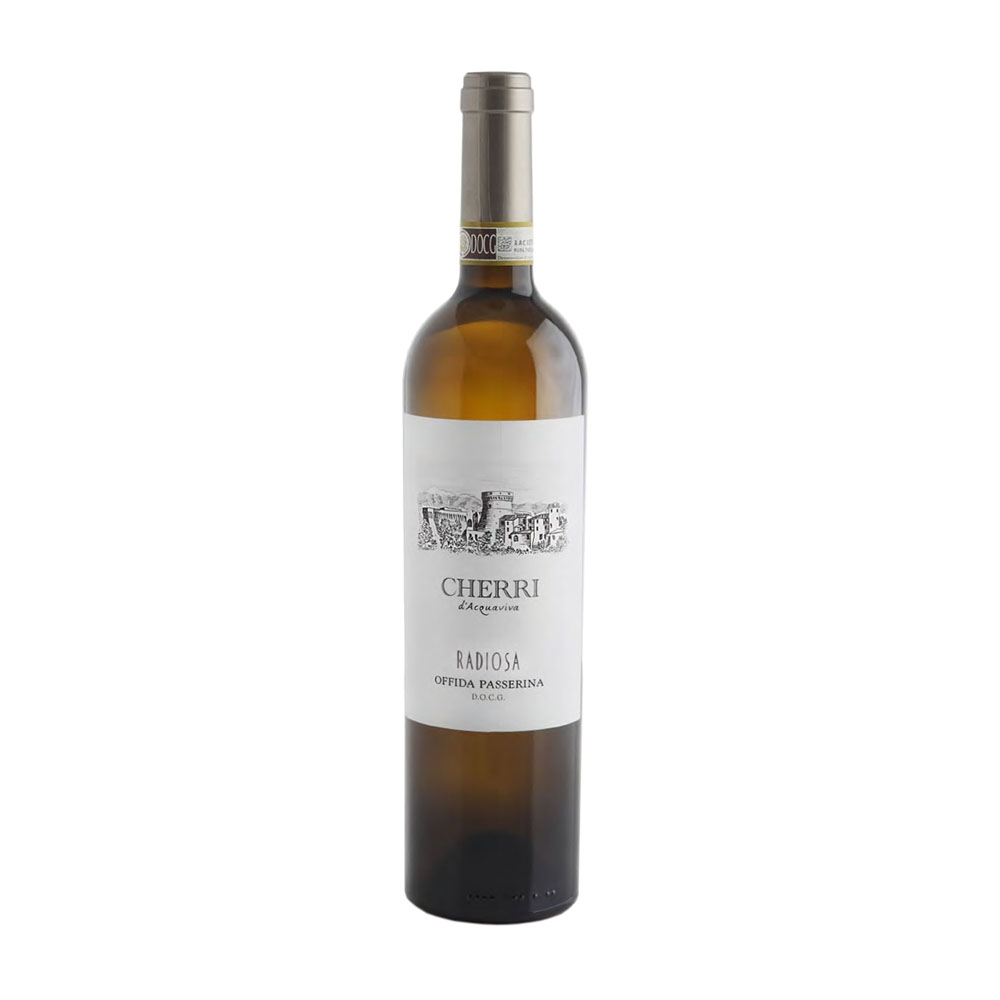Vino bianco marchigiano Passerina DOCG “Radiosa” della Cantina Cherri, bottiglia da 0,75L